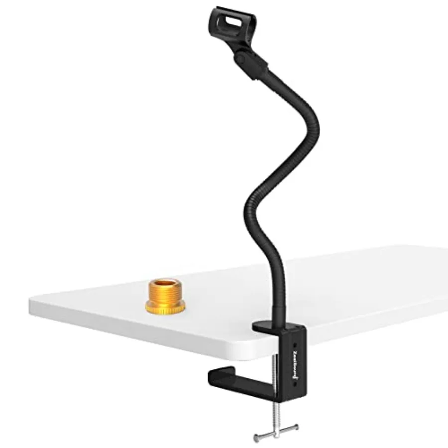 

ZealSound Microphone Standible Gooseneck Desktop Mic Stands Holder with Heavy Duty Desk Clamp 3 8 to 5 8 Screw Adapter Include