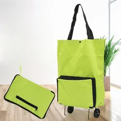 Nuova borsa per la spesa pieghevole Carrello per la spesa pieghevole Carrello per la spesa per rimorchiatore Borsa riutilizzabile Borsa verde ad alta capacità con ruote