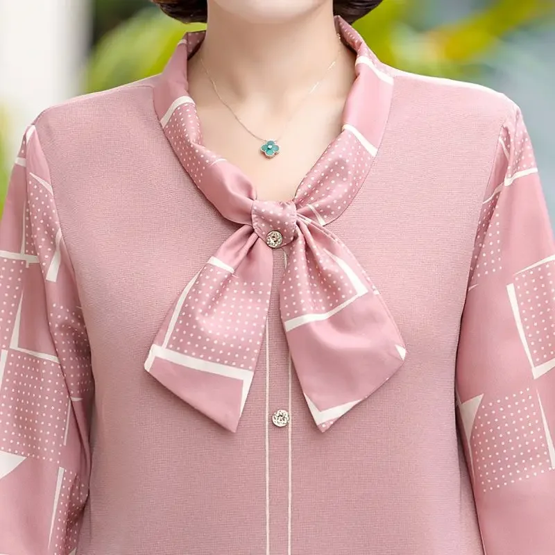 

Long-sleeved T-shirt Women Knitted Bottoming Shirt Thin Section Middle-aged Mother Top New Style Women Large Size