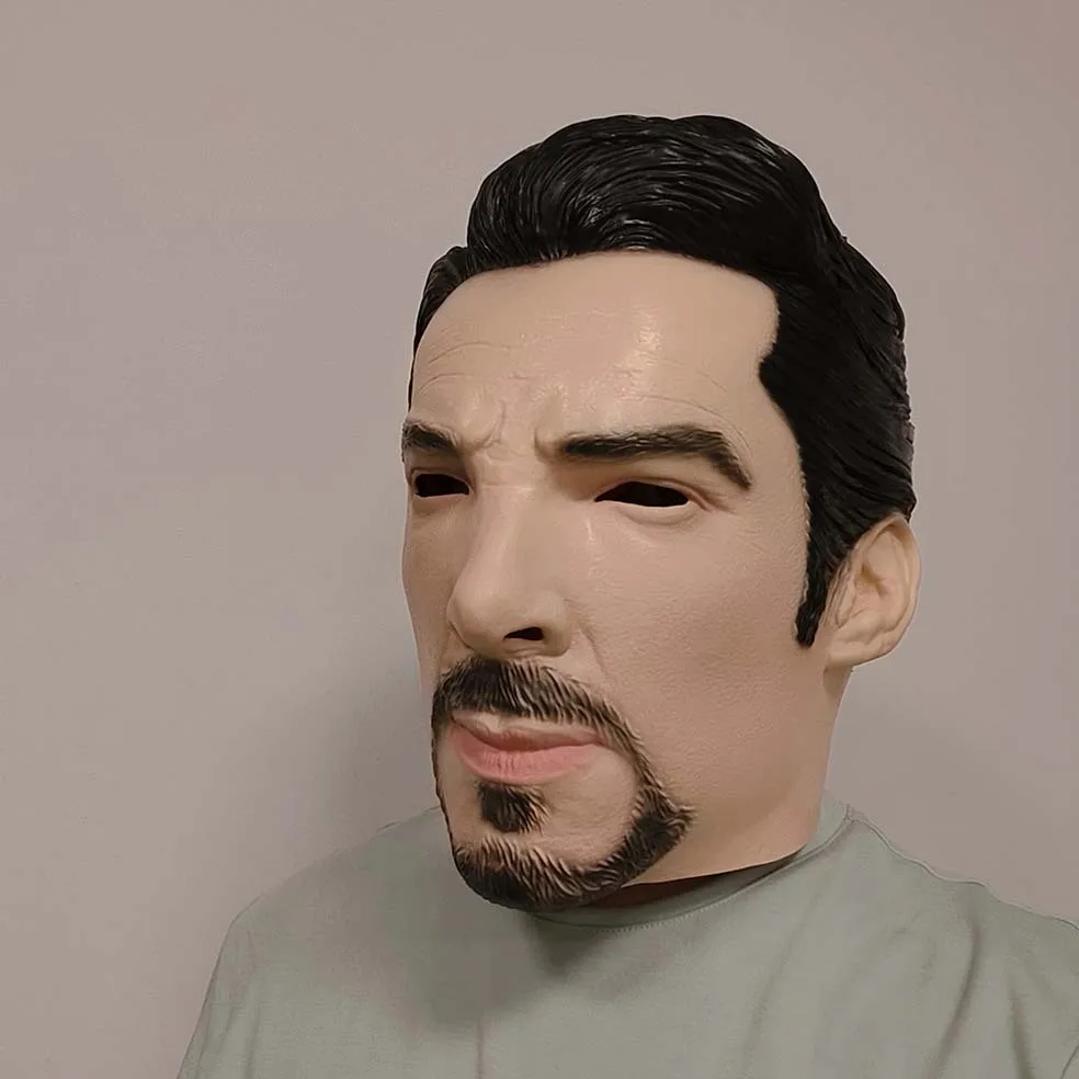 Realistische Latex-Vollkopfmaske, bärtige Männer-Gesichtsmaske mit Haaren, Halloween-Cosplay-Party-Kostüm-Requisiten für Erwachsene – Detail 4