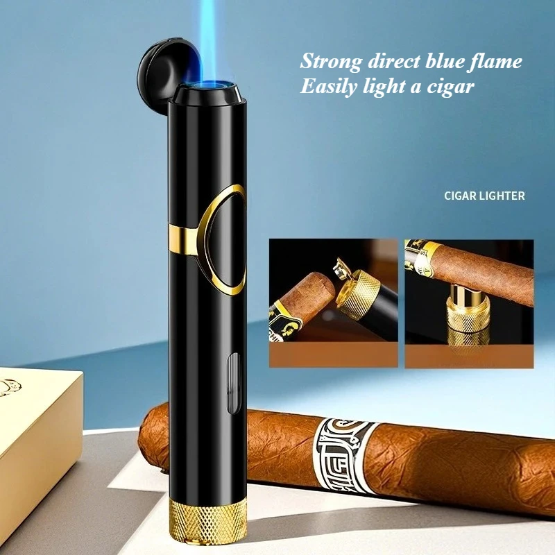 

Fashion Metal Direct Blue Flame Gas Lighter Outdoor Windproof Multi functional Cigarette Lighter High end Business Gift 2026