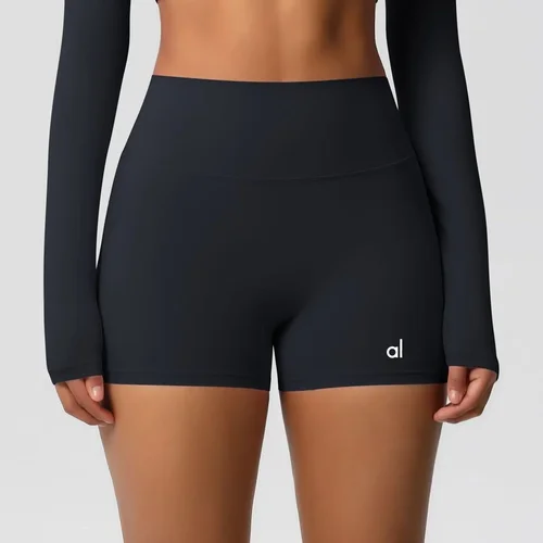 Imagen 2 del producto Pantalones cortos de Yoga ajustados de cintura alta para mujer, pantalones cortos de Yoga para entrenamiento, correr, Fitness, pantalones de tres puntos de secado rápido para verano