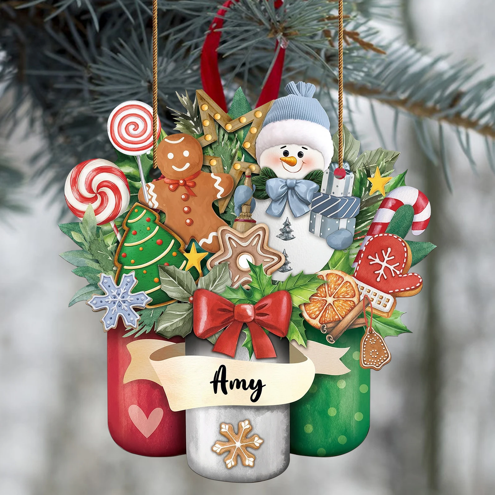 Charming Snowman Christmas Ornament: Let It Snow, Greenery - Encircled for a Festive Winter Flair