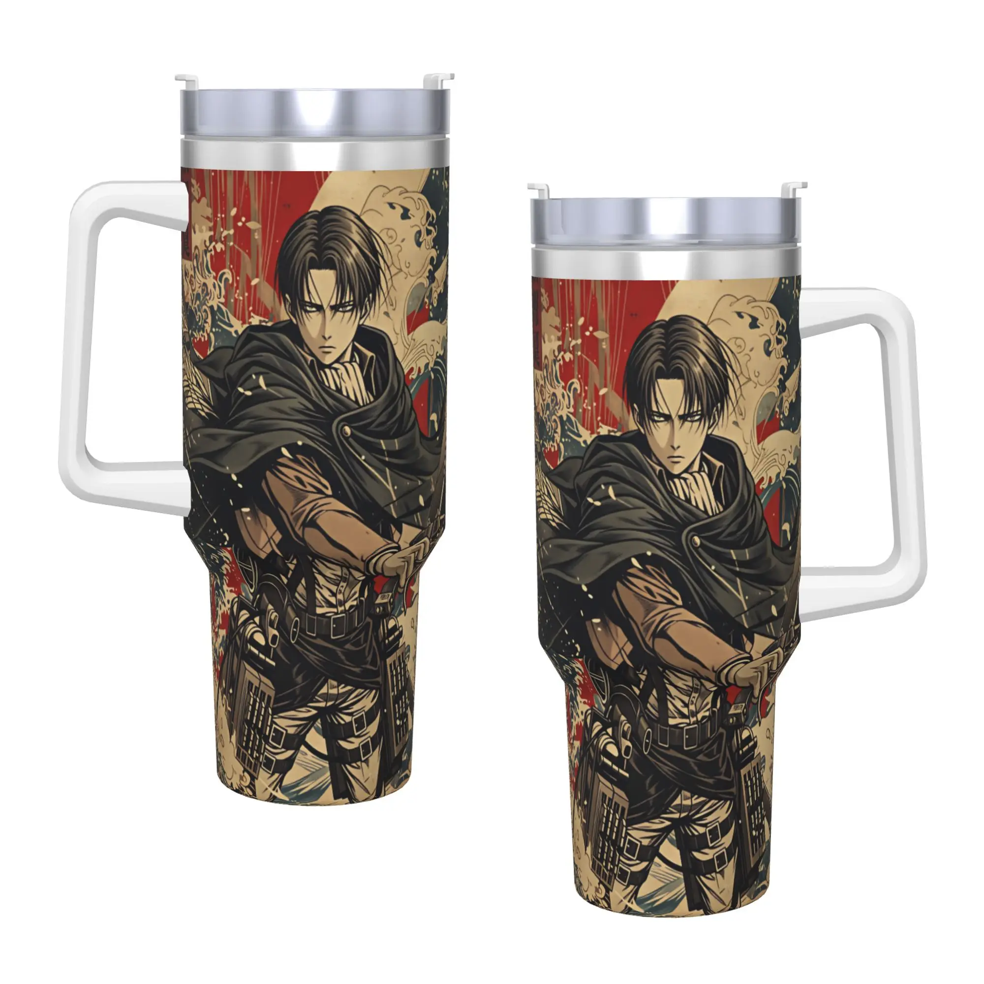 Attack On Titan Stainless Steel Tumbler  Travel Thermal Mug With Straws and Lid 40oz Mugs Cup Cold Drink Water Bottle