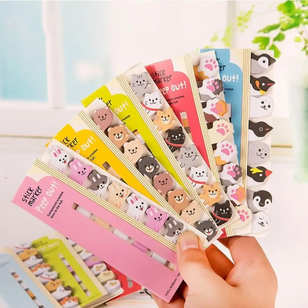 Cute Cartoon Animals Marker Memo Pad Bookmark Index Tab Sticky Notes Label Paper Stickers Office School Supplies