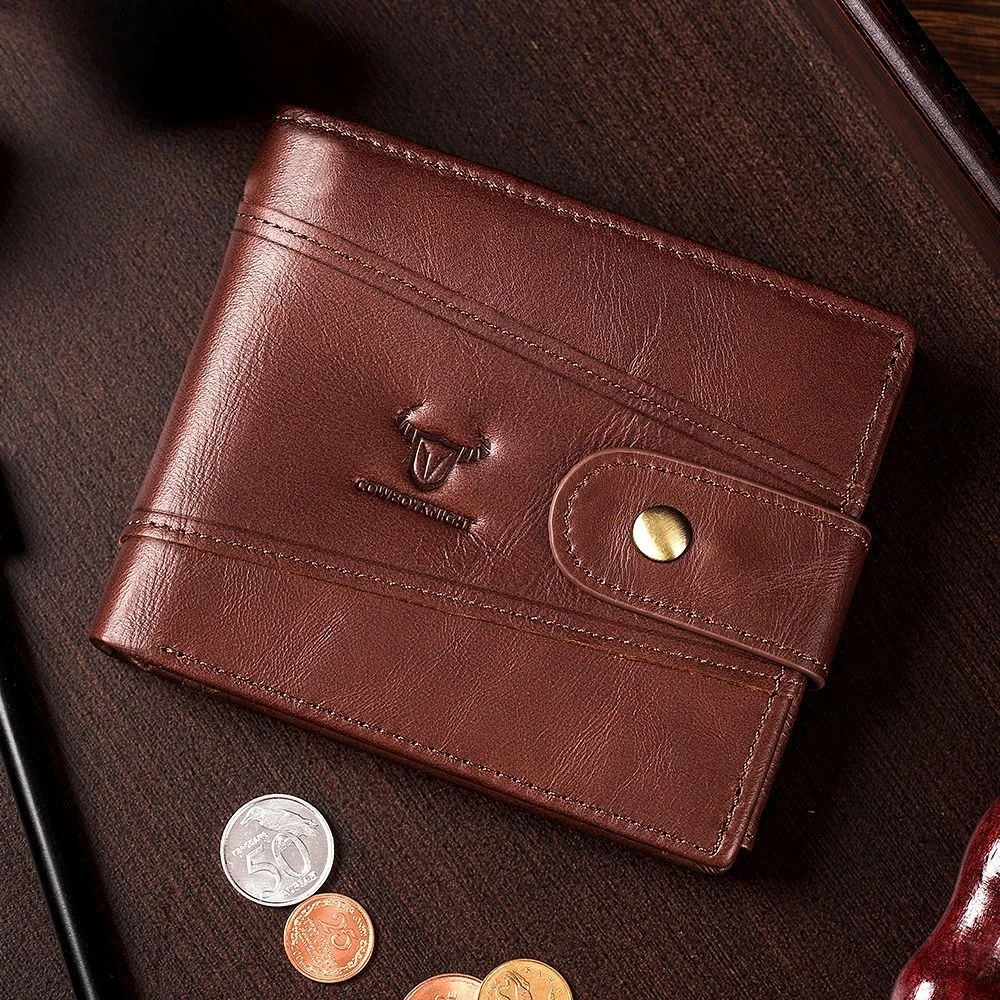 

New Fashion Men's Genuine Leather Wallet Top Layer Cowhide Short Horizontal Men Vintage Wallets Coin Pocket Card Holder