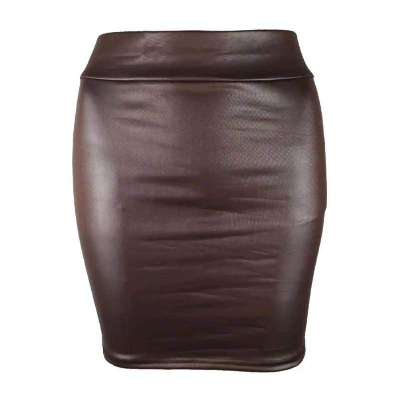 

Streetwear Leather Skirt Solid Color High Waist Slim Fit Skinny Matte Faux Leather Cozy Commuter Bodycon Skirt Women Mini Skirt