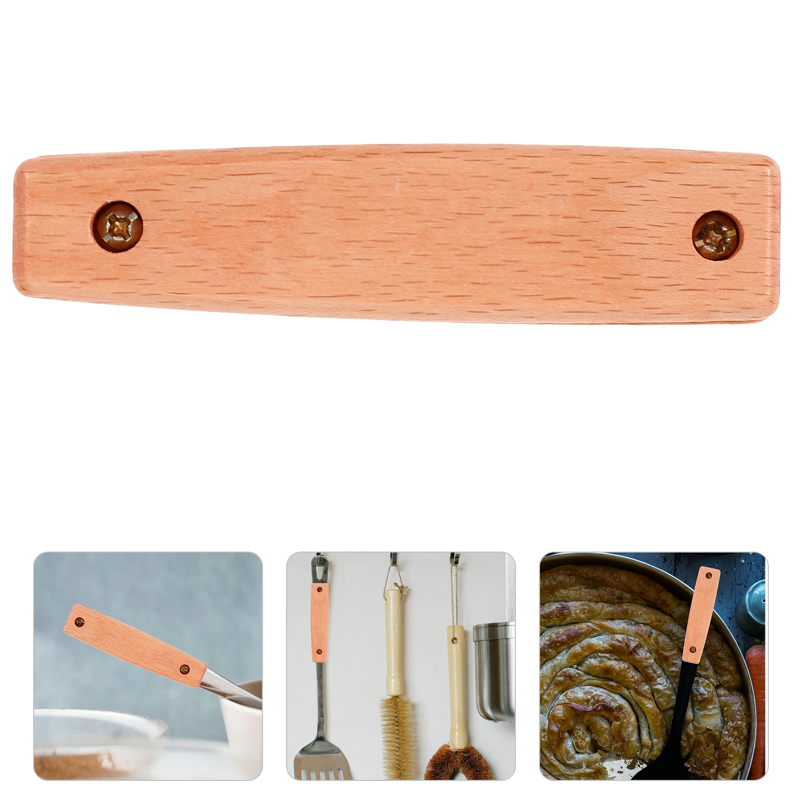 

1 Pair Spatula Wooden Anti-Scald Turner Kitchen Utensils Replacement Handle Wood Handle Replacement Kitchen Bar Tools