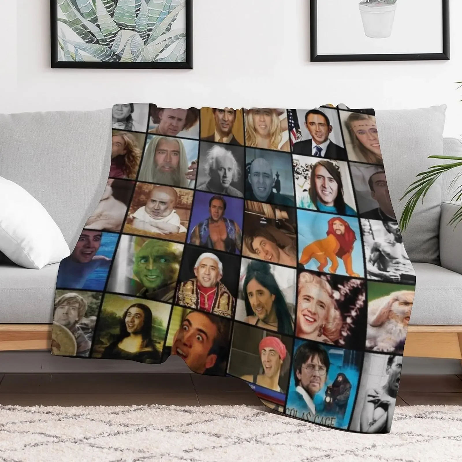 Nicholas Cage Pattern - Nicolas Cage - Nick Cage Nic Throw Blanket All Weather Soft Throw Blanket for Sofa