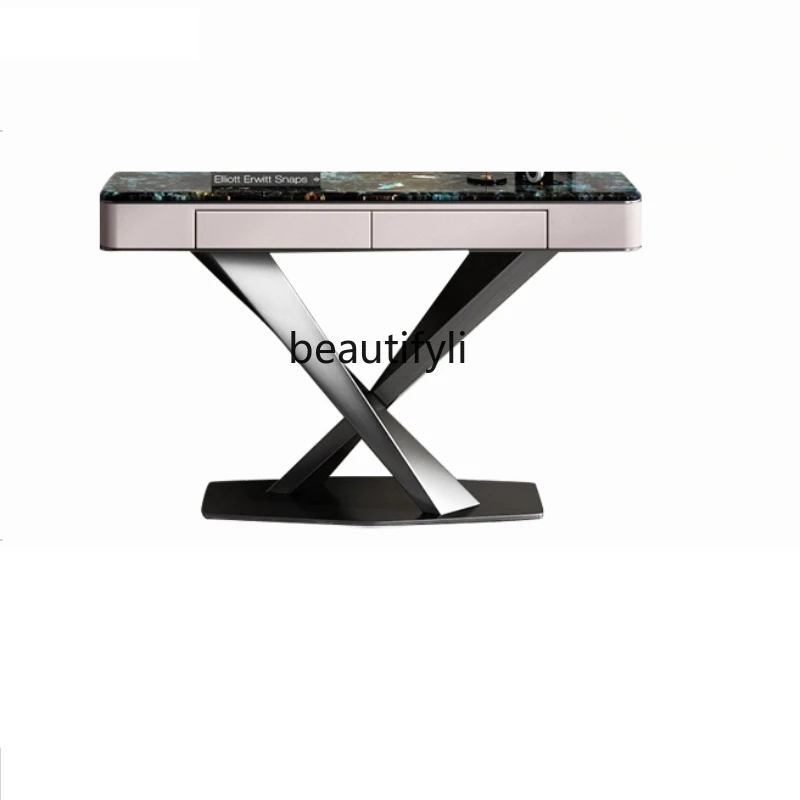 Light Luxury Stone Plate Console Tables Entry Entrance Cabinet Modern Minimalist Wall Ultra Narrow Console Lobby Table