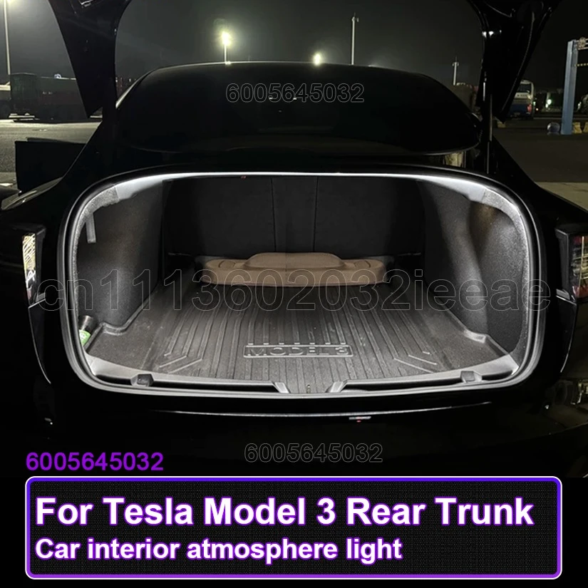 For Tesla MODEL 3 2017-2025 Highland Trunk LED Light Bar Rear Luggage Brightening Plug & Play Car Interior Atmosphere Lamp Parts