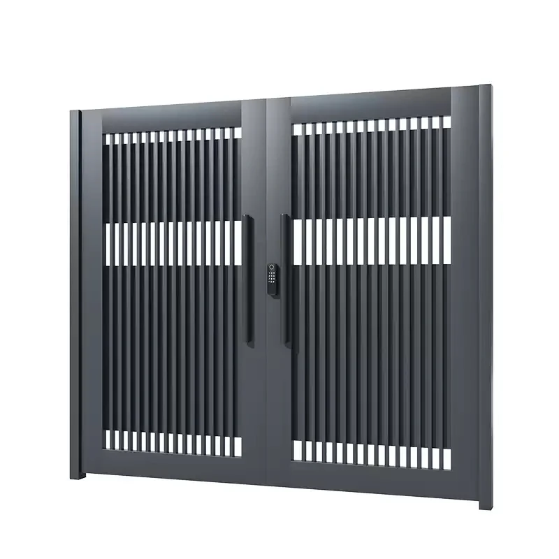 Customization Model Modern Fence and Gate Main Gate Designs Black Grey Residential Garden Aluminium Swing Gates Double Door Gate