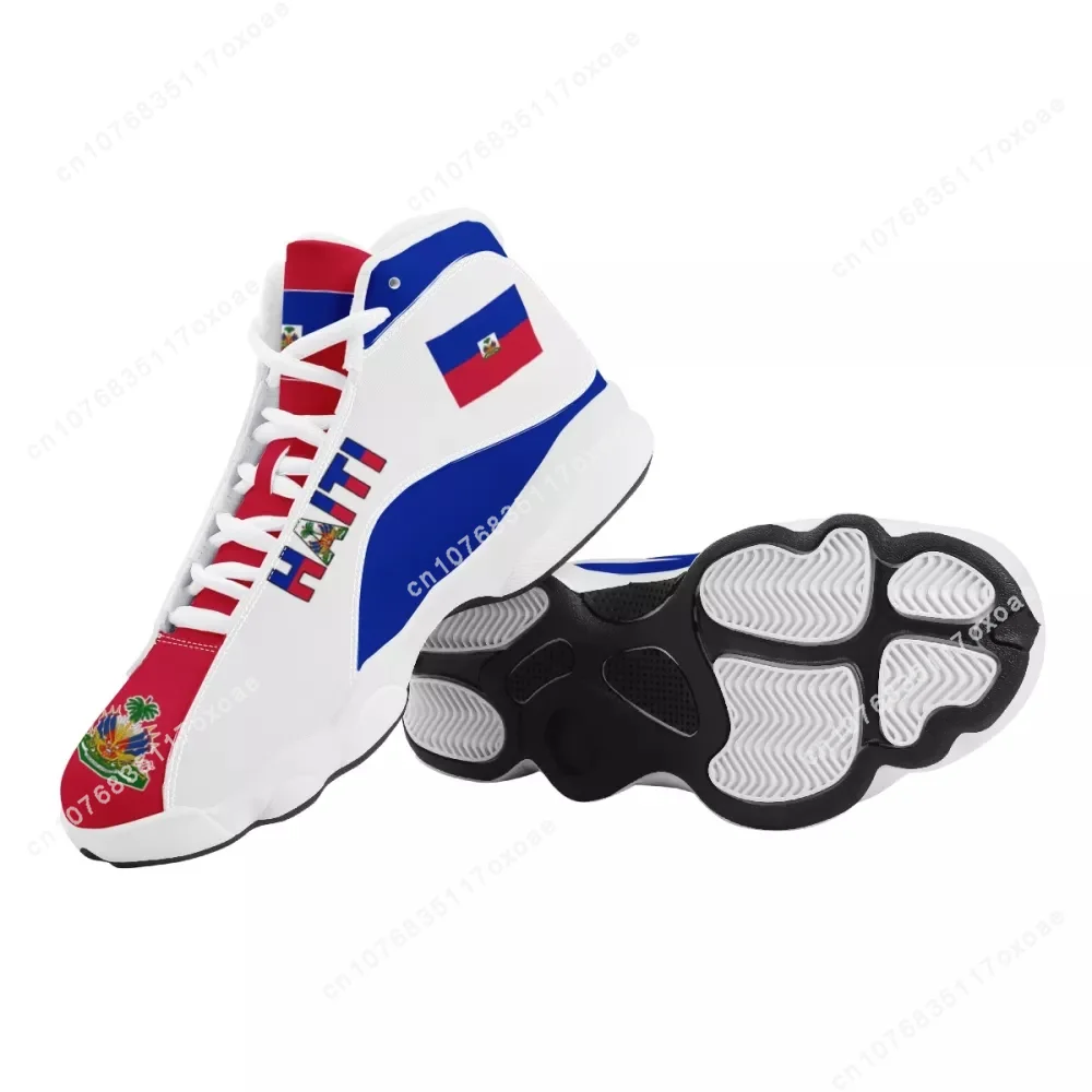 Men's Basketball Sneakers Print On Demand Haiti National Flag Printed Casual High Top Men Outdoor Comfortable Shoes