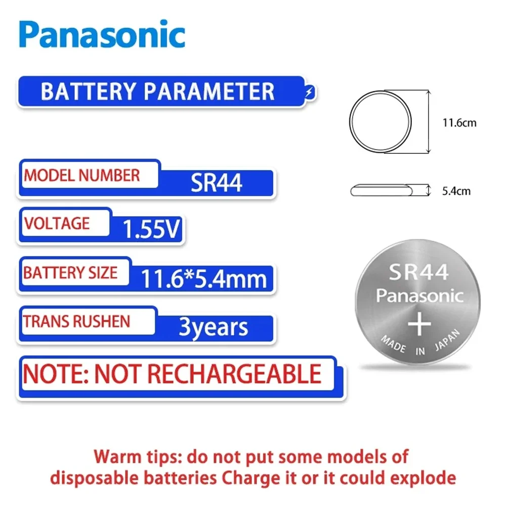 10-100PCS Panasonic SR44 1.55V Silver oxide battery digital display Vernier scale micrometer indicator Electric watch battery