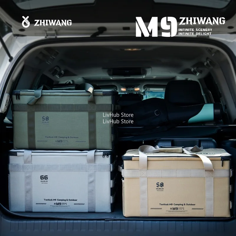 20-80L Car Camping Storage Bag Tote Bag for Car Camping Camping Stove Pot Soft Gear Box Heavy-Duty Canvas Kitchen Organizer