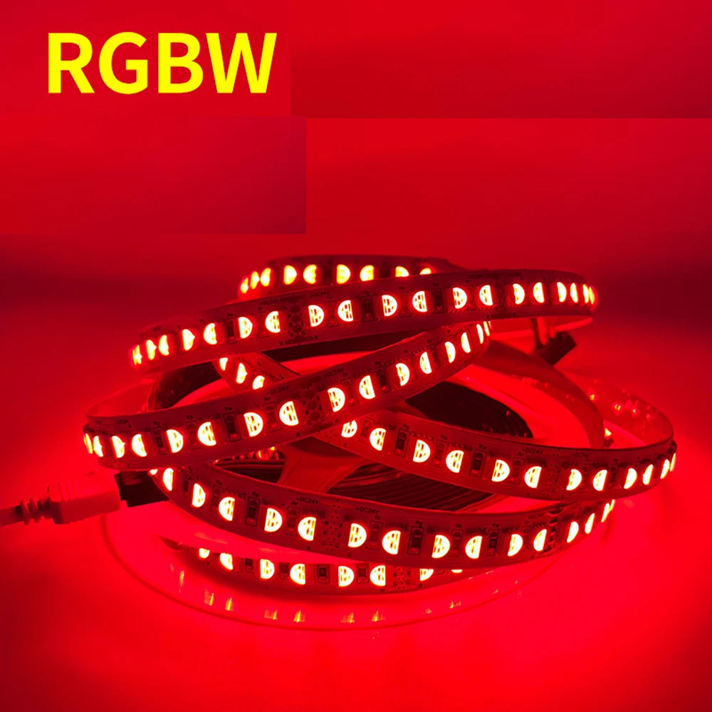 Imagem -06 - Bright Rgb Mais Warm White Led Strip Fita Flexível Macia Rgbw Rgbww 50m 12v 24v 120 Leds m 108 Leds m 60 Leds m em 1