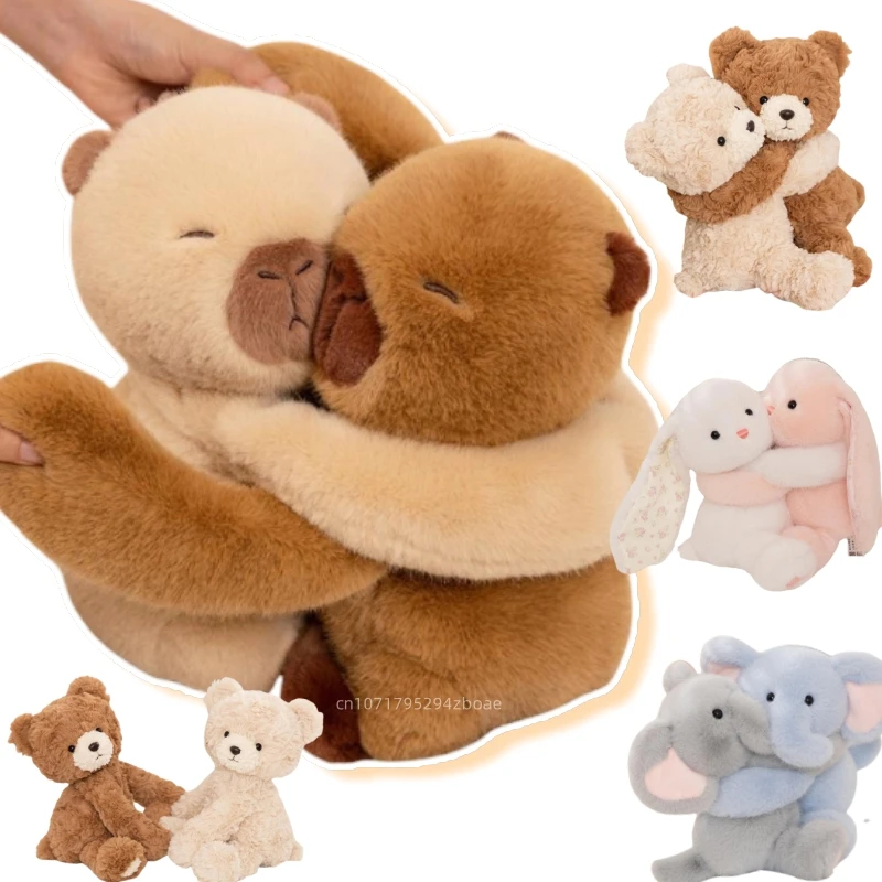 

25cm Cute Long Arms Couple Animal Plush Doll Pillow Cartoon Capybara Bear Rabbit Elephant Plush Toy Warm Hug Gift For Kids