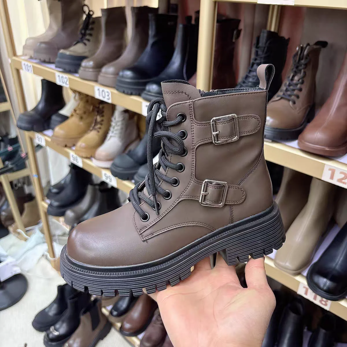 

Женские ботинки Thi Bot с круглым носком, мягкие, удобные, повседневные ботинки, сезон весна-осень