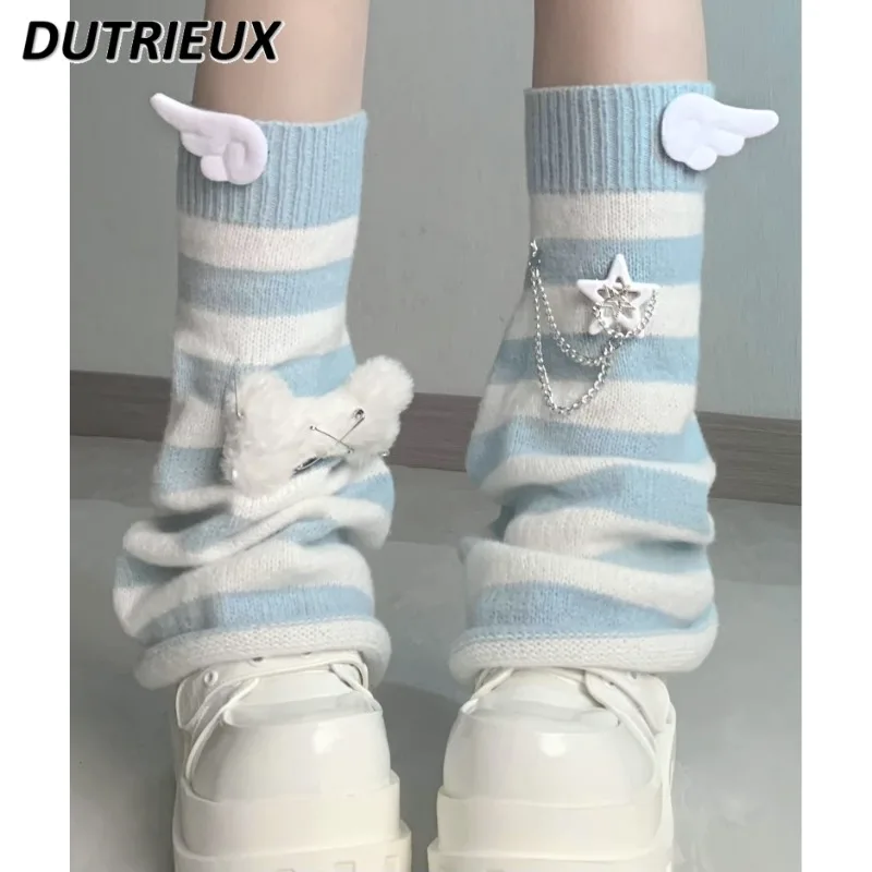Japanese Original Subculture Water Color Striped Horn Leg Cover Mine Sweet and Cute Girl Versatile Pile Socks Leg Warmers