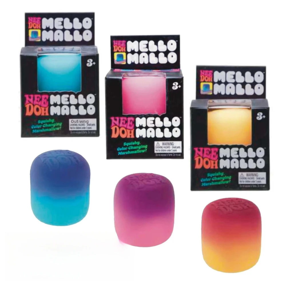 1pc Cute Color Changing Squishy Toy Soft TPR Stress Relief Toy Marshmallow Fidget Toy for Kids Office Dorm Christmas Gift