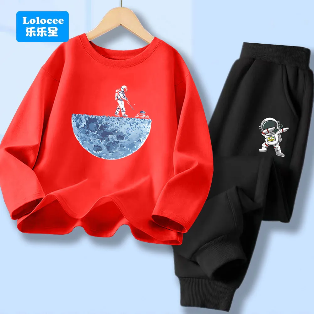 Herbst Baby Jungen Kleidung Set Kind Astronaut Gedruckt T-shirt Top Und Hosen 2 stücke Anzug Kinder Langarm Mode Trainingsanzüge YHY5
