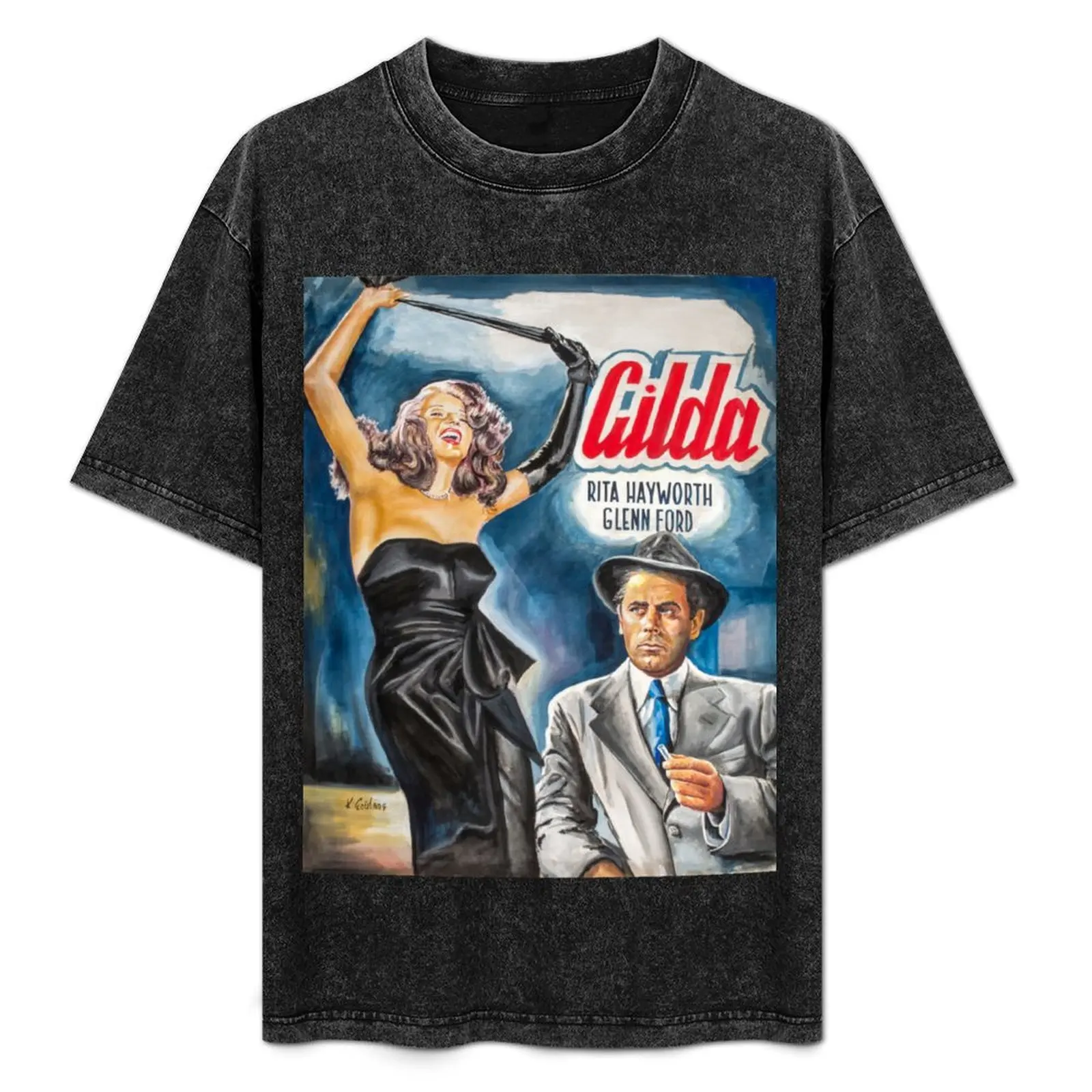 Camiseta Gilda, Rita Hayworth com estampa de pôster de arte de filme, blusa de manga curta macia e elástica