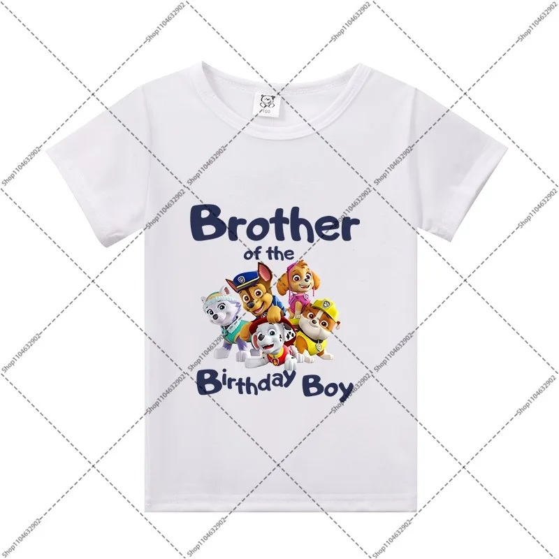 Paw Patrol Birthday Party T-shirts Family Matching Outfits Cartoon Anime Pattern Printed Tee Dad Mom Cute Parent-child Outfit