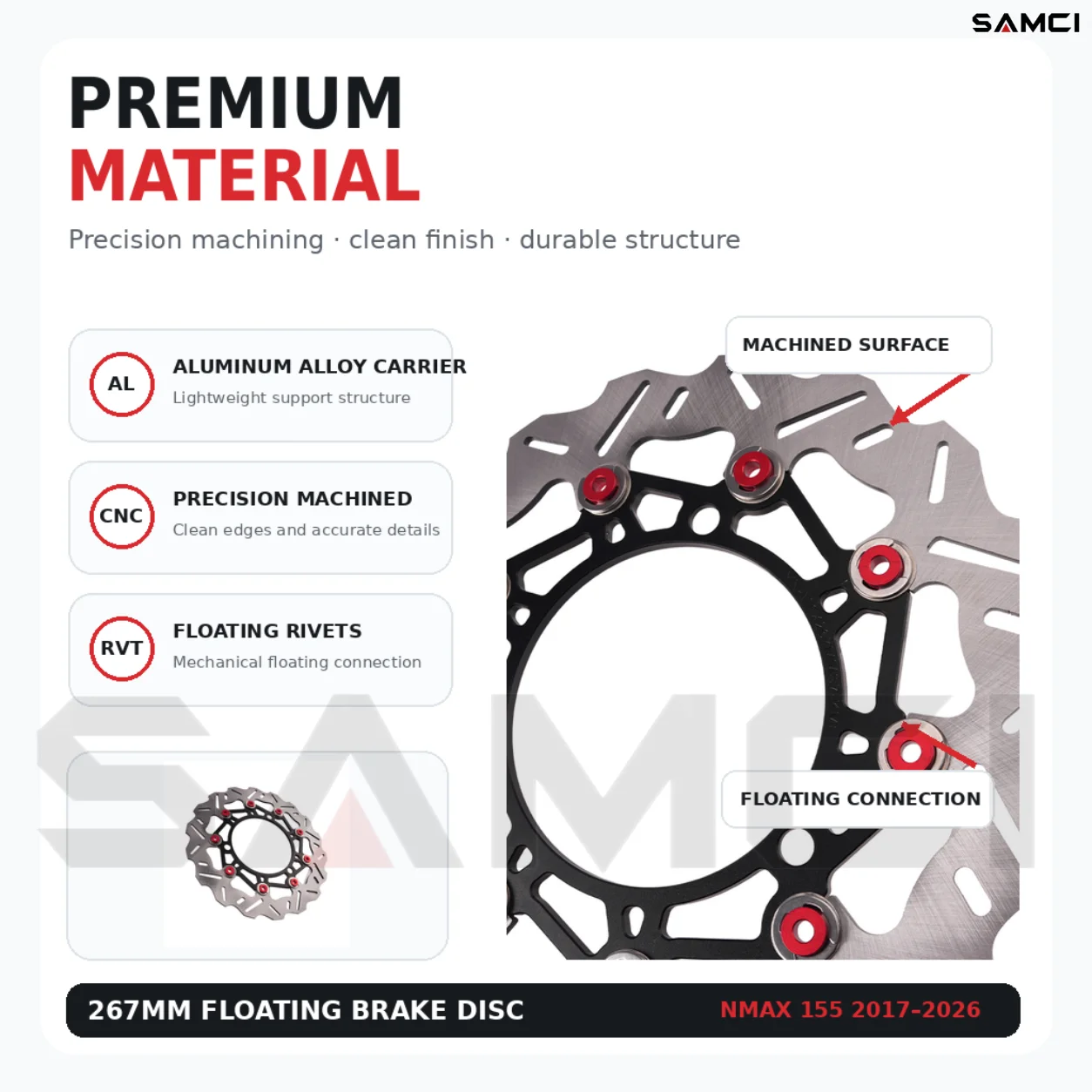 For YAMAHA NMAX155 Nmax 155 NMAX 155 Modification Brake Disc 267MM Floating Disc Modification Parts Motorcycle Parts 2017-2024 image 4