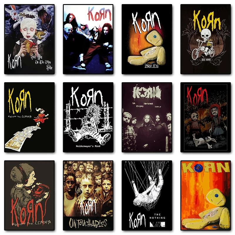Korn Rock Band Music Posters and Prints Canvas Painting Wall Art Pictures for Modern Family Bedroom Club Bar Room Decor Gift