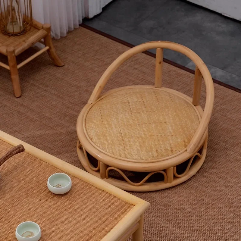 Vintage Zen Tatami Chair Japanese Style Room Low Stool Meditation Rattan Kneeling Position Mat Bay