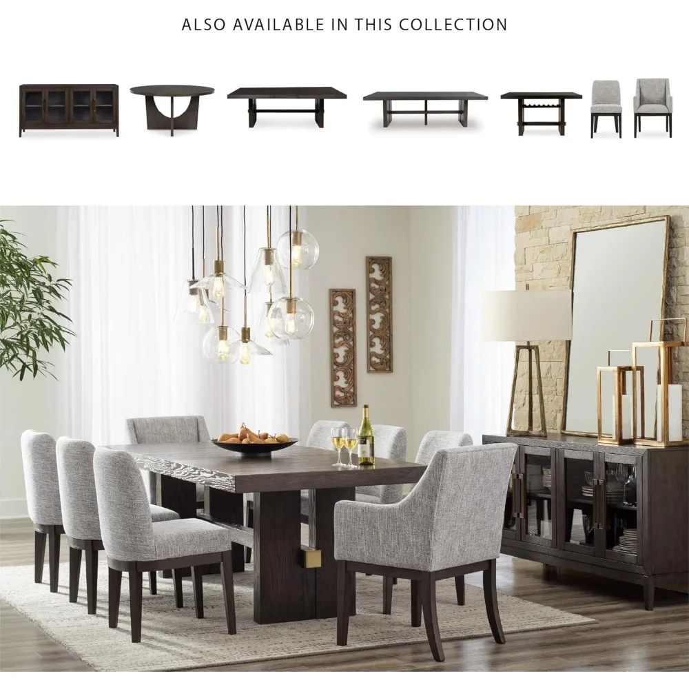 تصميم مميز من Ashley Burkhaus كرسي طعام منجد تقليدي، مجموعة من 2، بني داكن #6