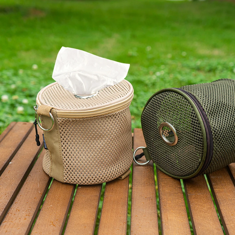 Portable Outdoor Camping Tissue Case with Hook Roll Paper Storage Bag Toilet Paper Storage Box for Picnic Hiking Camping