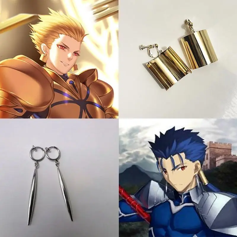 

Game Fate Grand Order Gilgamesh Earrings Cosplay FGO Gold Earring Ear Stud Men Women Costume Accessories