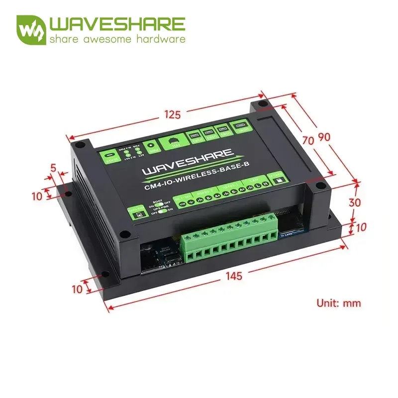 Modulo di espansione wireless Raspberry Pi CM4 IoT industriale 5G/4G Waveshare con modulo UPS Nuovo CM4-IO-WIRELESS-BASE B