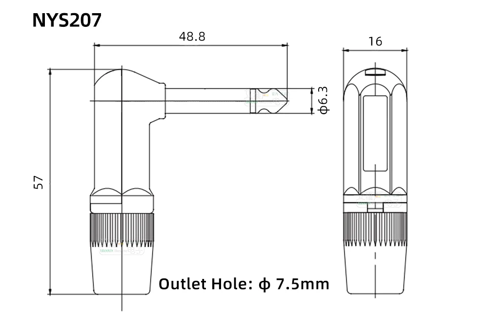 Neutrik's REAN Jack 6.35 TS TRS 90 ° L-shaped Right Angle Plug Stereo / Mono 2 3 Pole 6.5 1/4 Microphone Guitar Audio NYS207 208