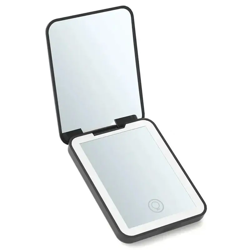 A60zcompact Mini Vanity Folding Cosmetic Mirror With Lights Hand Held Small Pocket Travel Makeup Mirror 2X Magnifyingmay