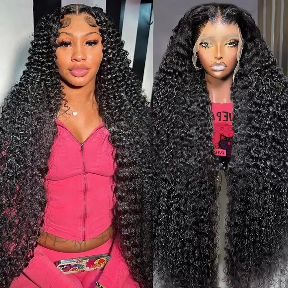13x4 Curly Wigs Deep Wave 40 Inch 13x6 Hd Lace Frontal Wigs Human Hair Natural Hairline Pre Plucked 360 Lace Front Wig For Women