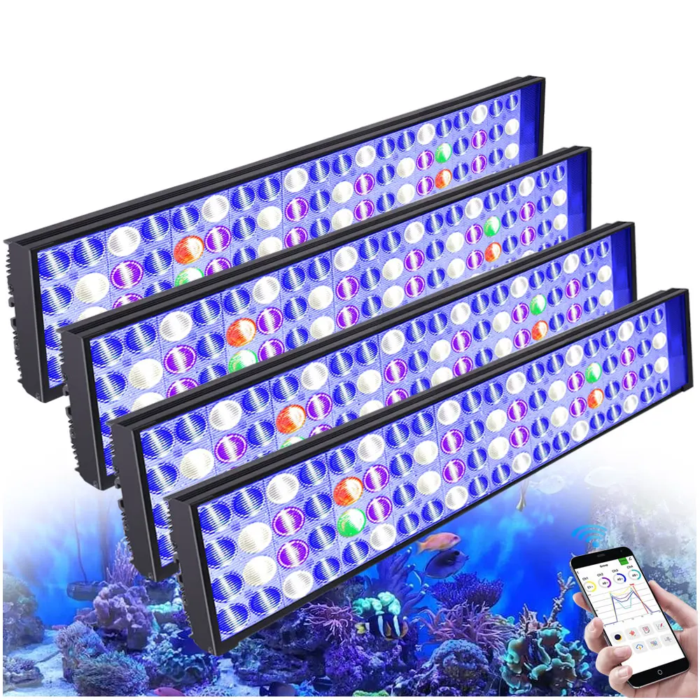 PopBloom-Wi-Fi Marine Aquarium Lights Full Spectrum Seawater Led Aquarium Lamp for 48