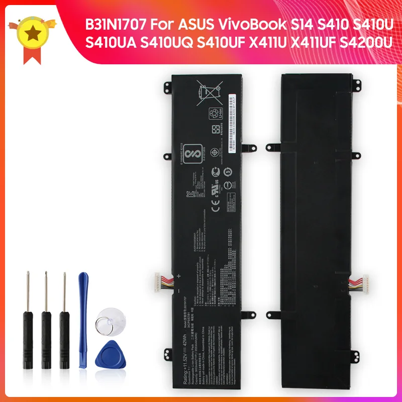 

Replacement Battery B31N1707 For ASUS VivoBook S14 S410 S410U S410UA S410UQ S410UF S4200U X411UA X411UF Series Batteries 3653mAh