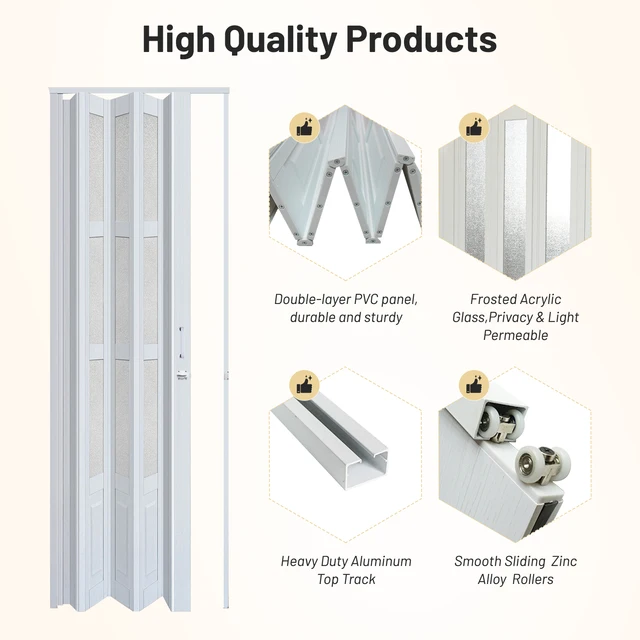 CCBOYSHARDWARE PVC Accordion Door with Lock and Handle, White, Double-layer PVC, Space-saving Folding Door,Easily trimmable, Complete hardware kit included, Waterproof and easily clean 5 CCBOYSHARDWARE PVC Accordion Door with Lock and Handle, White, Double-layer PVC, Space-saving Folding Door,Easily trimmable, Complete hardware kit included, Waterproof and easily clean 5