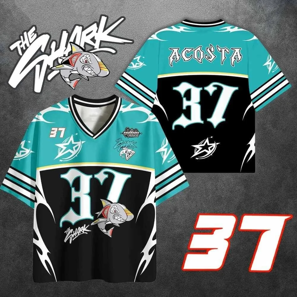 Pedro Acosta #37 The Shark MotoGP Racing  Short Sleeve Parent Kids Motorcycle Sports Casual Racing T Shirts Family Matching