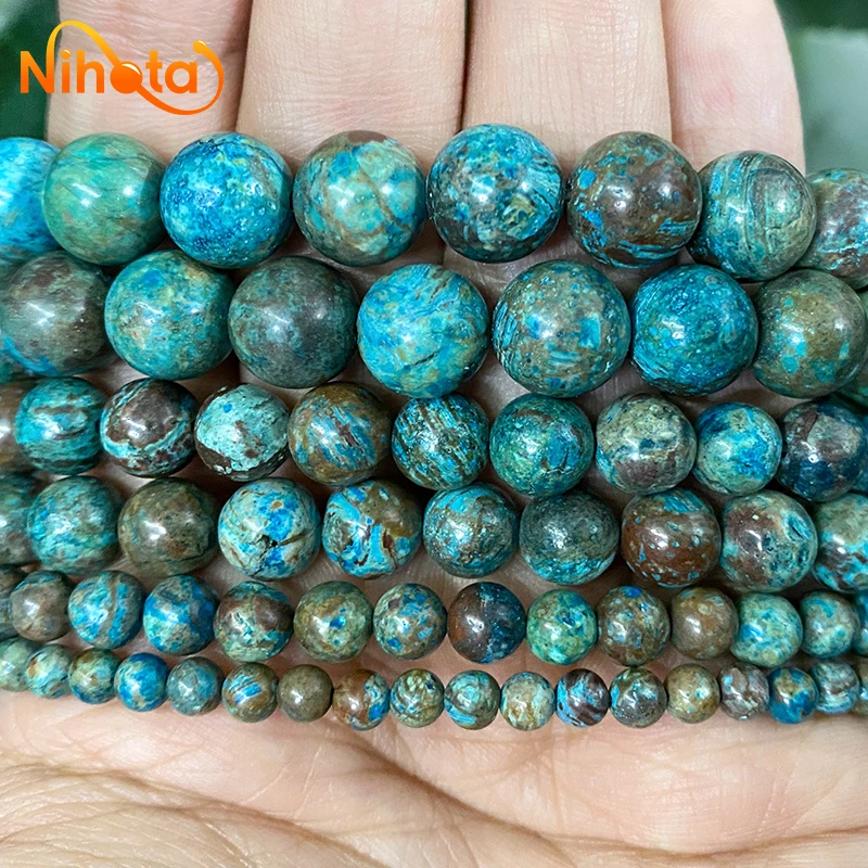 Natural Stone Beads Slab Blue Ocean Jaspers Round Beads 15\'\' Strand DIY Jewelry Making Charms Bracelet Accessories 4/6/8/10/12mm