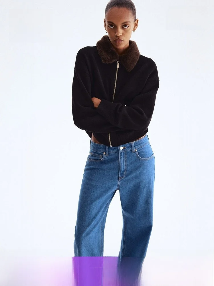 

Faionable Casual Versatile HM Spring Women's ort Cardigan Collared Open Front Polyester Blend ort Outerwear