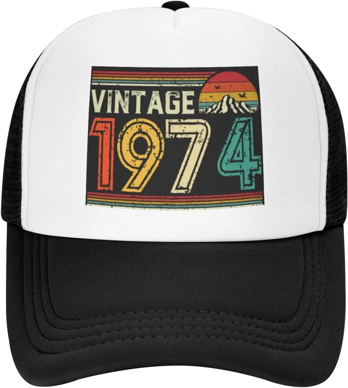 50 Years Old Vintage 1974 50th Birthday Funny Gift Trucker Hat Women Mesh Baseball Cap Men Dad Hat Snapback Hat Black