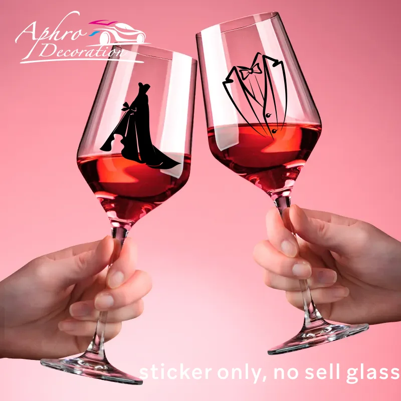 Mr & Mrs Wine Glass Vinyl Decal Stickers For Wedding / Party Decoration , Ladies And Gentlemen Sign Decal Sticker Mugs Cups