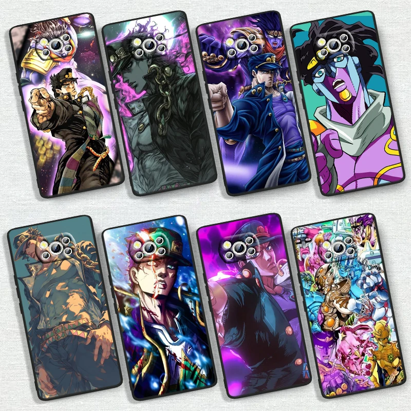 Anime JoJo Bizarre Adventure Cool For Xiaomi Poco X6 X5 X4 X3 F4 F3 NFC M6 M5 M4 GT S Pro 4G 5G C65 Black Soft Phone Case