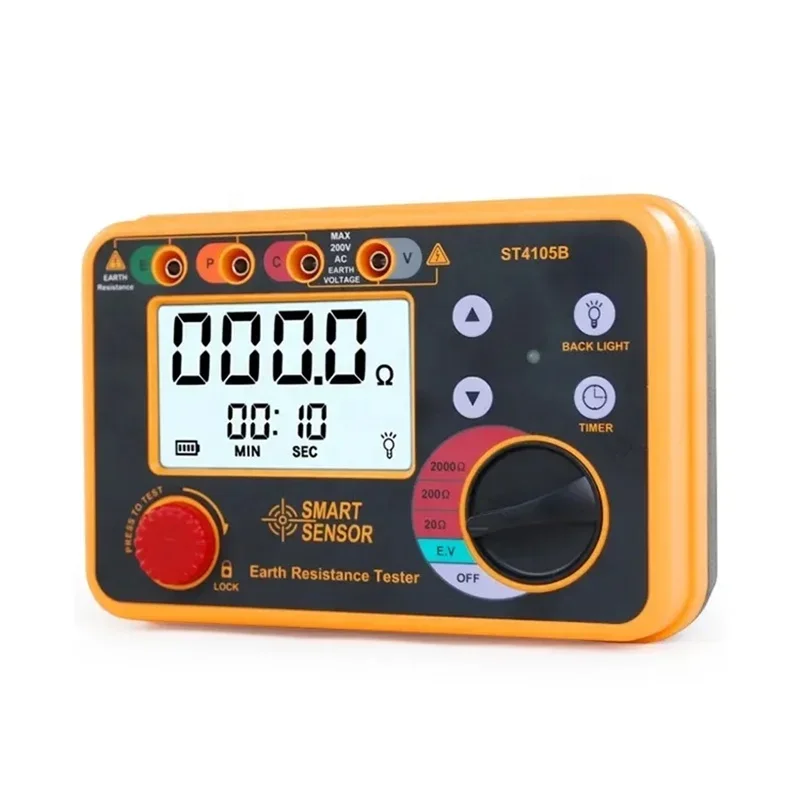 Smart Sensor ST4105A 200 Ohm ST4105B 2000 Ohm LCD Backlight Digital Earth Resistance Tester