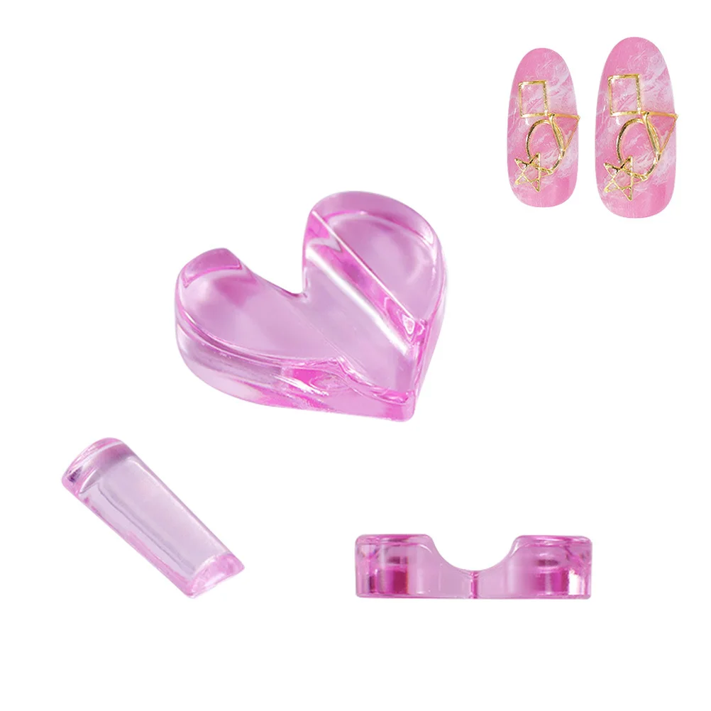 

3Sets Heart Shape Nail Art Tool Durable Manicure Embossed Mold Nail Metal Slice Embossing Mold for Professional Home Use