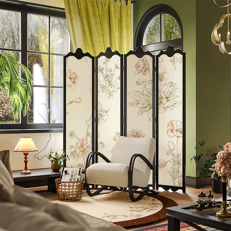Modern European Flower Screen Partition Living Room Simple Entrance Hotel Bedroom Office Aisle Mobile Folding Folding Screen