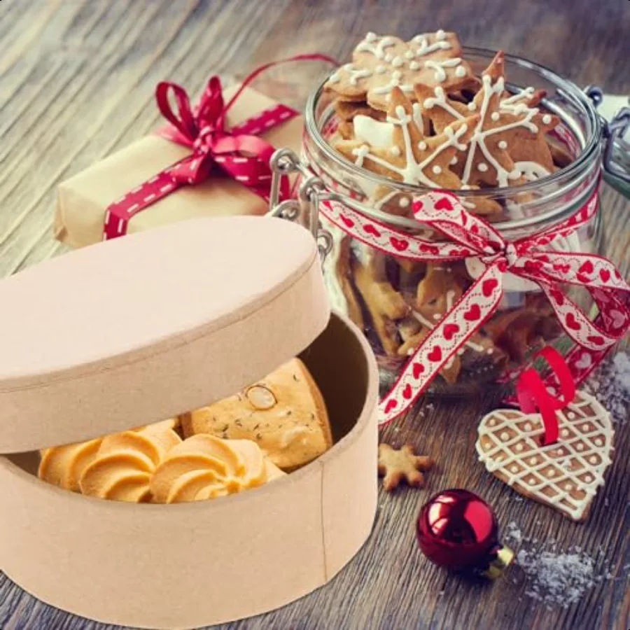Caixas de presente 5 peças de papel redondo para aninhamento, caixas com tampas, tamanhos variados para artesanato, doces, biscoitos, itens pequenos, decoração de casamento